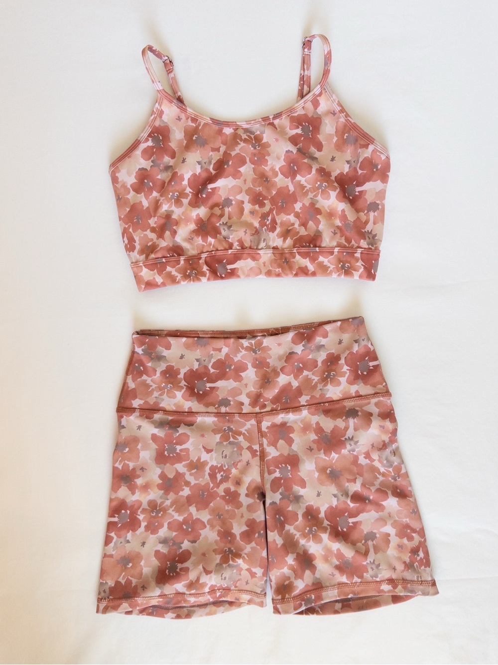 Indigo Luna Floral Yoga Set Cropped Tank Biker Shorts Matching Set